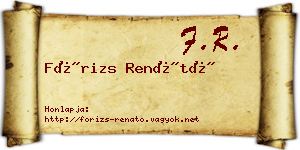 Fórizs Renátó névjegykártya